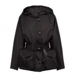 Prada Women Re-Nylon Gabardine Blouson Jacket-Black