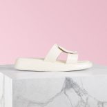 Roger Vivier Women Vivier Slide Covered Buckle Mules in Patent Leather-White