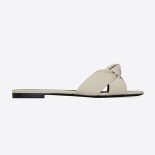 Saint Laurent YSL Women Bianca Flat Mules in Smooth Leather-White