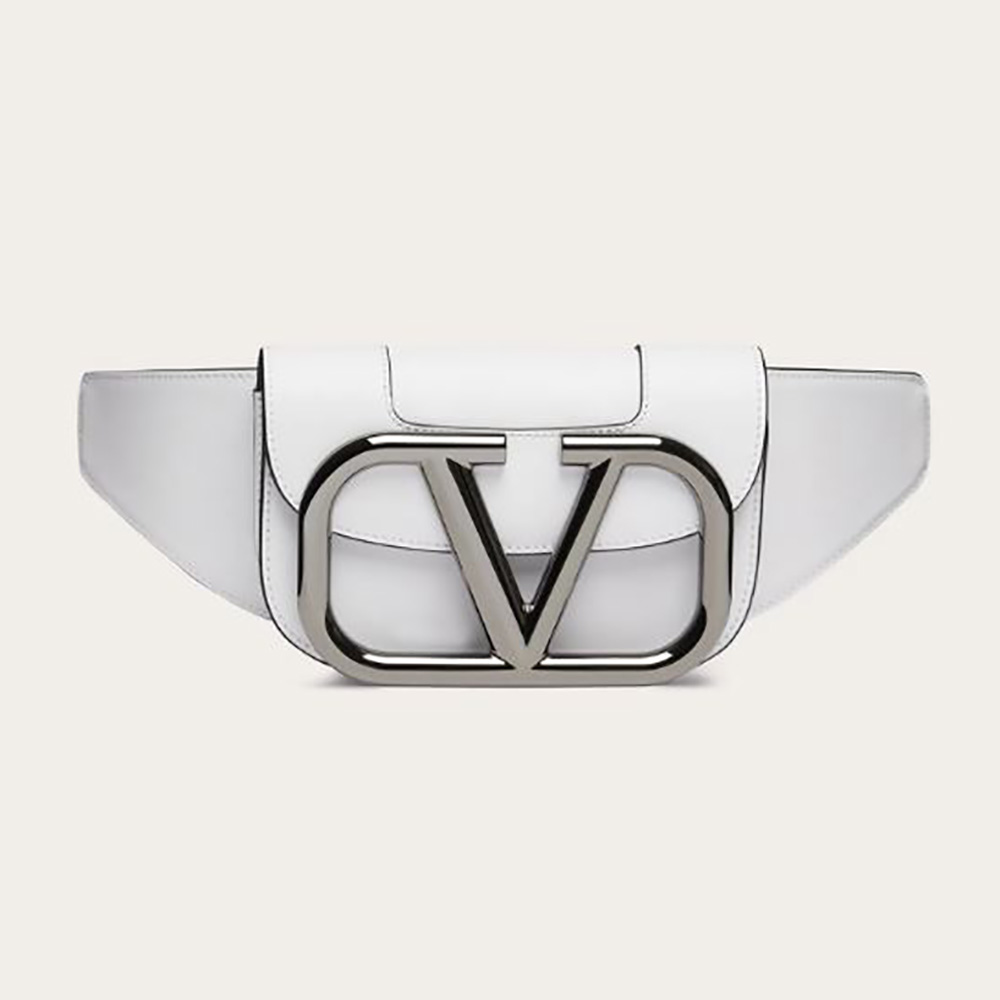 Valentino Men Garavani Supervee Leather Belt Bag White