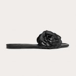 Valentino Women Garavani Atelier Shoes 03 Rose Edition Slide Sandal-Black
