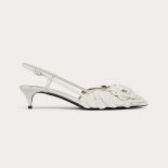 Valentino Women Garavani Atelier Shoes 03 Rose Edition Slingback Pump 40 mm-White