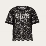 Valentino Women VLTN Lace T-shirt-Black