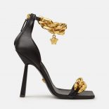 Versace Women Medusa Chain Nappa Leather Sandals in 11cm Heel-Black