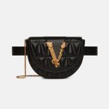 Versace Women Virtus Quilted Belt Bag in Calfskin Leather