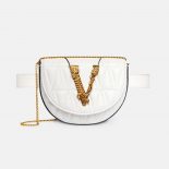 Versace Women Virtus Quilted Belt Bag in Calfskin Leather-white