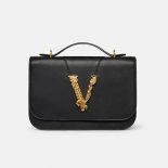 Versace Women Virtus Shoulder Bag in Calfskin Leather