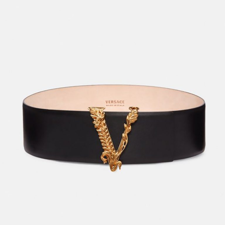Versace Women Virtus Waist belt in Calf Leather-Black