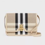 Burberry Women Medium Check Canvas and Leather TB Bag-Beige