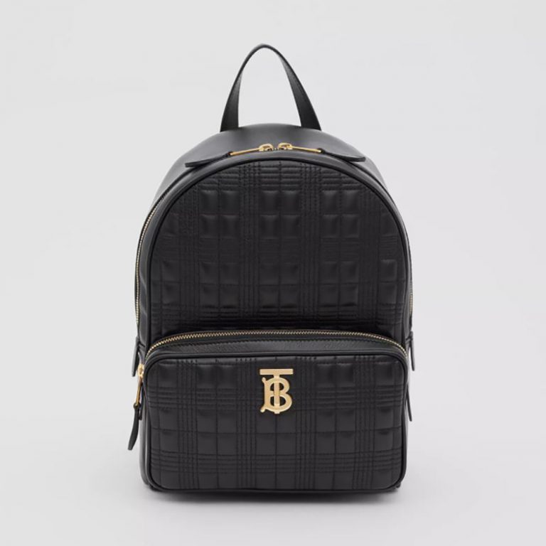 Burberry Women Quilted Check Lambskin Backpack-Black