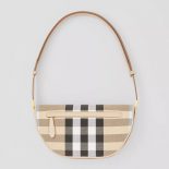 Burberry Women Small Check Canvas and Leather Olympia Bag