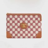 Celine Women Small Pouch in Textile with Triomphe Embroidery