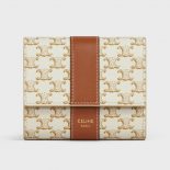 Celine Women Small Trifold Wallet in Triomphe Canvas and Lam