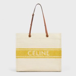 Celine Women Squared Cabas Celine in Plein Soleil Textile and Calfskin