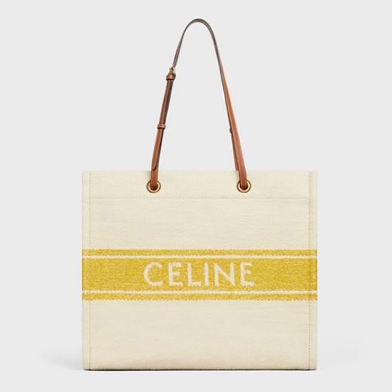 Celine Women Squared Cabas Celine in Plein Soleil Textile and Calfskin