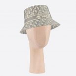 Dior Women D-oblique Small Brim Bucket Hat Gray Cotton