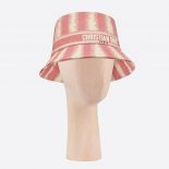 Dior Women D-stripes Small Brim Bucket Hat Pink Cotton