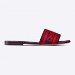 Dior Women Dway Slide Navy Blue and Red Hearts I Love Paris Embroidered Cotton