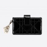 Dior Women Lady Dior 5-Gusset Card Holder Black Patent Cannage Calfskin