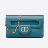 Dior Women Medium Diordouble Bag Deep Ocean Blue Smooth Calfskin