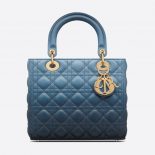 Dior Women Medium Lady Dior Bag Indigo Blue Gradient Cannage Lambskin