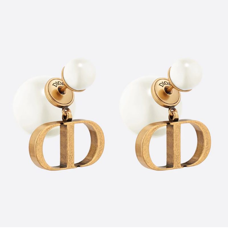 Dior Women Tribales Earrings Antique Gold-Finish Metal