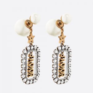 Dior Women Tribales Earrings Antique Gold and Palladium-Finish Metal