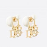 Dior Women Tribales Earrings Gold-Finish Metal White Crystals