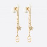 Dior Women Tribales Earrings Gold-Finish Metal White Resin Pearls