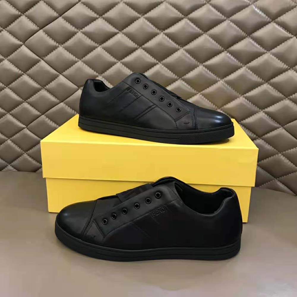 fendi black leather sneakers