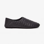 Fendi Unisex Signature Black Nappa Leather Slippers