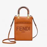 Fendi Women Mini Sunshine Shopper Dark Brown Leather Mini-bag
