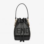 Fendi Women Mon Tresor Black Leather and Mesh Mini-bag