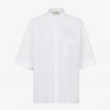 Fendi Women White Poplin Shirt with Classic Collar and Breast Pocket