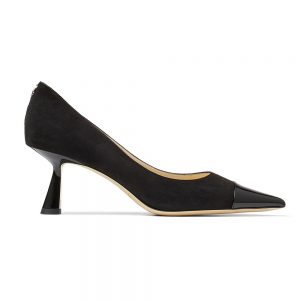 Jimmy Choo Women RENE 65 Black Suede and Patent Leather Pointed Pumps