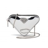 Prada Women Brushed Leather Mini-Pouch-Silver