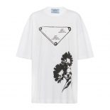 Prada Women Oversized Printed Jersey T-shirt-White