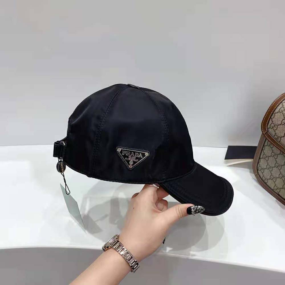 prada black nylon baseball cap