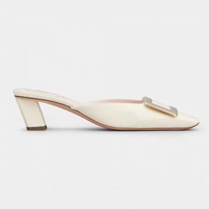 Roger Vivier Belle Vivier Metal Buckle Mules in Patent Leather in 4.5 cm Heel