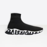 Balenciaga Unisex Speed Sneaker in Black/White Graffiti Sole Unit