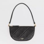Burberry Women Quilted Lambskin Olympia Pouch-Black