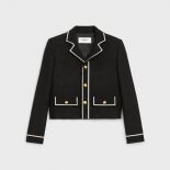 Celine Women Chasseur Jacket in Boucle Tweed-Black