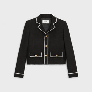 Celine Women Chasseur Jacket in Boucle Tweed-Black