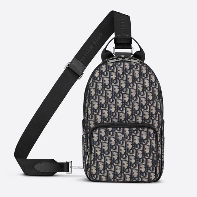 Dior Men Sling Bag Beige and Black Dior Oblique Jacquard