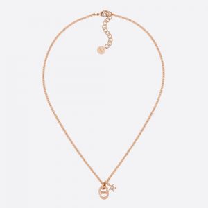 Dior Women CD Navy Necklace Rose Gold-Finish Metal