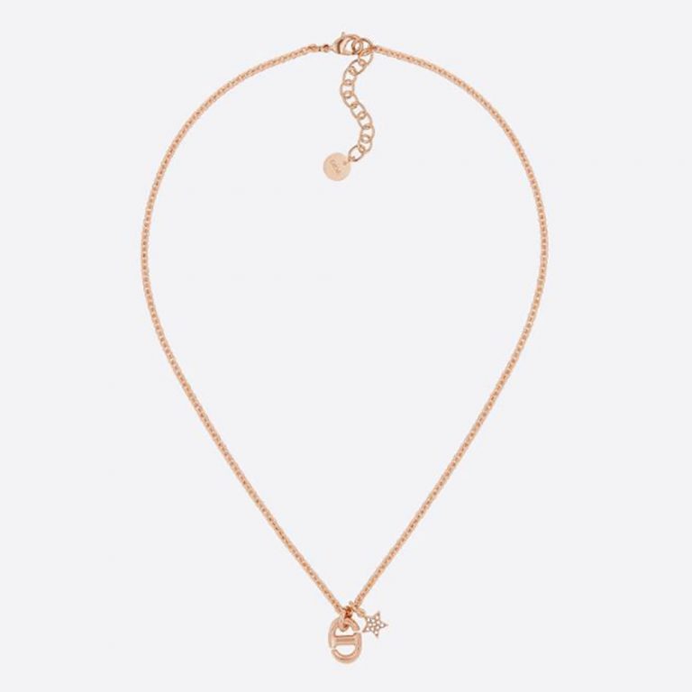 Dior Women CD Navy Necklace Rose Gold-Finish Metal
