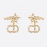 Dior Women Clair D Lune Earrings Gold-Finish Metal and White Crystals