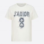 Dior Women J Adior 8 Embroidered T-shirt White and Navy Blue Cotton Jersey