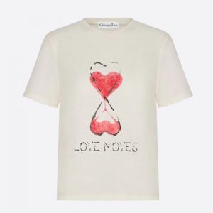 Dior Women Love Moves T-shirt Ecru Cotton Jersey and Linen