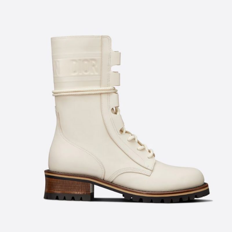 Dior Women Quest Boot White Embossed Calfskin